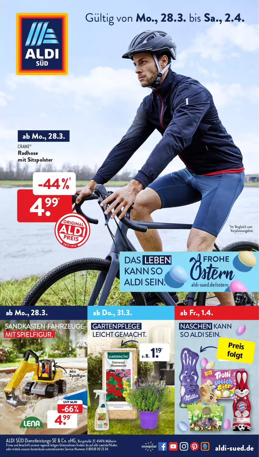 Aktueller Prospekt AldiSud - ALDI Aktuell - von 28.03 bis 02.04.2022 - strona 1 - produkty: aldi, angebot, auto, eis, Garten, hose, LG, mac, ndk, reis, resa, Sandkasten, Ti