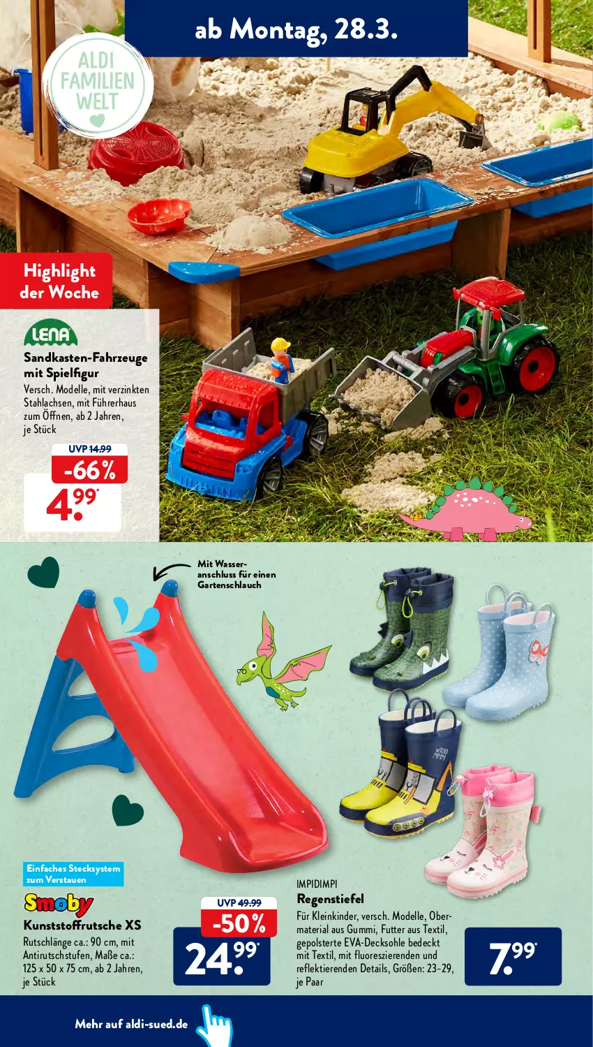 Aktueller Prospekt AldiSud - ALDI Aktuell - von 28.03 bis 02.04.2022 - strona 6 - produkty: aldi, decksohle, dell, elle, Garten, gartenschlauch, Kinder, lachs, Mode, ndk, Ria, Sandkasten, schlauch, Ti, Tiere, wasser