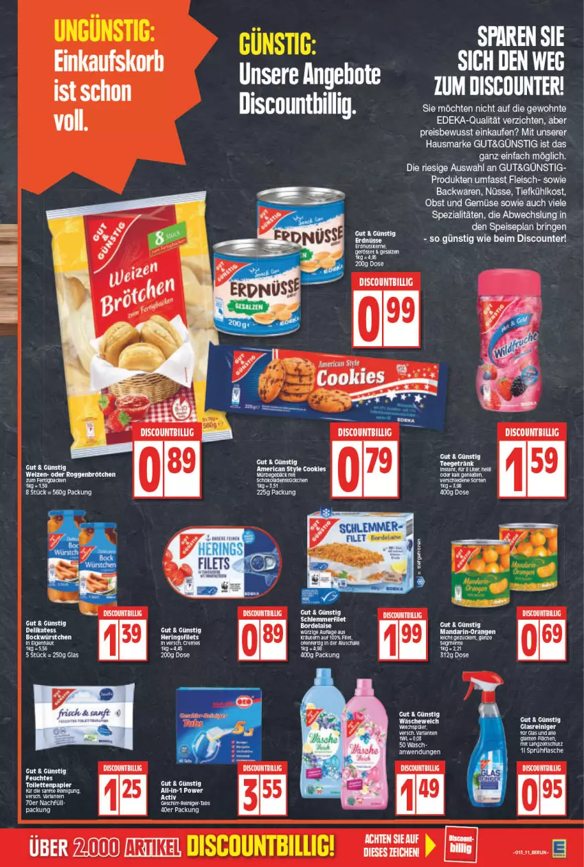 Aktueller Prospekt Edeka - Angebote der Woche - von 28.03 bis 02.04.2022 - strona 11 - produkty: backwaren, cookie, cookies, deka, discount, eis, filet, fleisch, Glasreiniger, hausmarke, kräuter, kräutern, latte, LG, mandarin-orangen, obst, Obst und Gemüse, orange, orangen, papier, reiniger, reis, rel, ring, salz, Spezi, tee, Ti, tiefkühlkost, und gemüse, würstchen, zucker