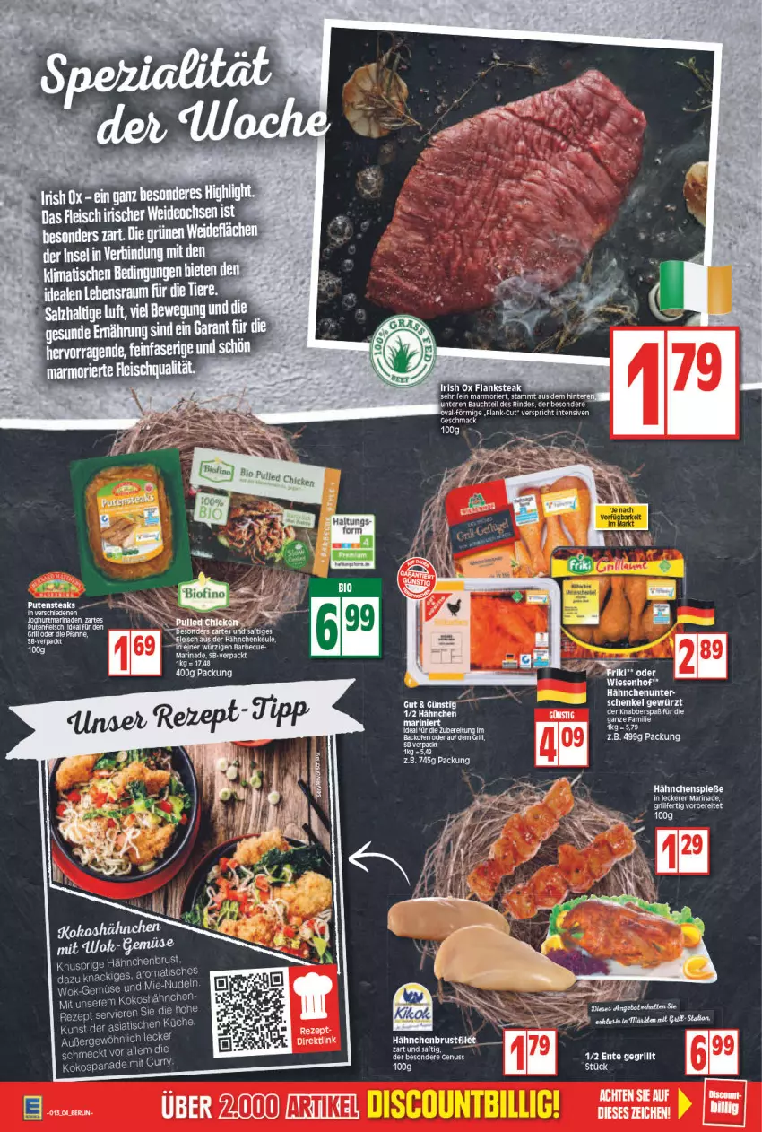 Aktueller Prospekt Edeka - Angebote der Woche - von 28.03 bis 02.04.2022 - strona 4 - produkty: angebot, backofen, barbecue, Bau, canon, deo, eis, Elan, Flanksteak, fleisch, gewürz, grill, henkel, küche, mac, marinade, Ofen, pfanne, pute, putensteaks, rind, schenkel, steak, steaks, Ti, Tiere, tisch, wiesenhof, wok