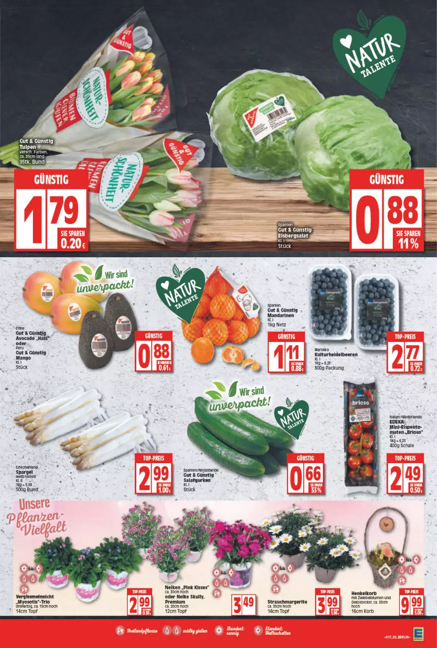 Aktueller Prospekt Edeka - Angebote der Woche - von 28.03 bis 02.04.2022 - strona 9 - produkty: avocado, blume, blumen, deka, eis, gurke, gurken, henkel, korb, mandarine, mandarinen, mango, Rauch, rel, salat, Salatgurke, salatgurken, Schal, Schale, spargel, Ti, topf, Yo