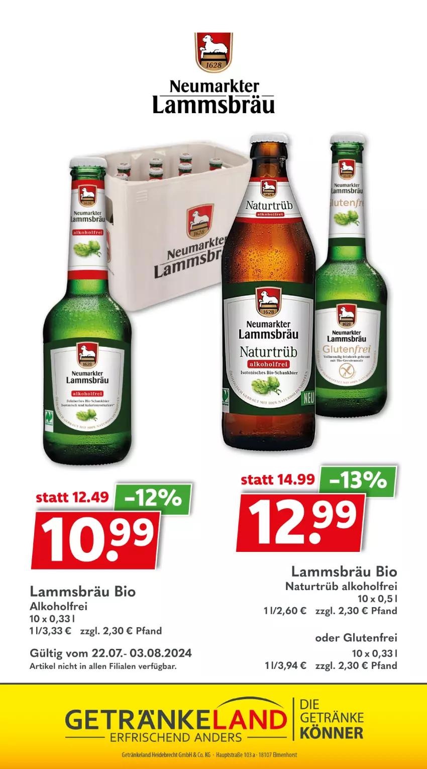 Aktueller Prospekt Getraenkeland - von 22.07 bis 03.08.2024 - strona 11 - produkty: alkohol, bier, bio, Elan, getränk, getränke, lamm, natur, Schankbier, Ti