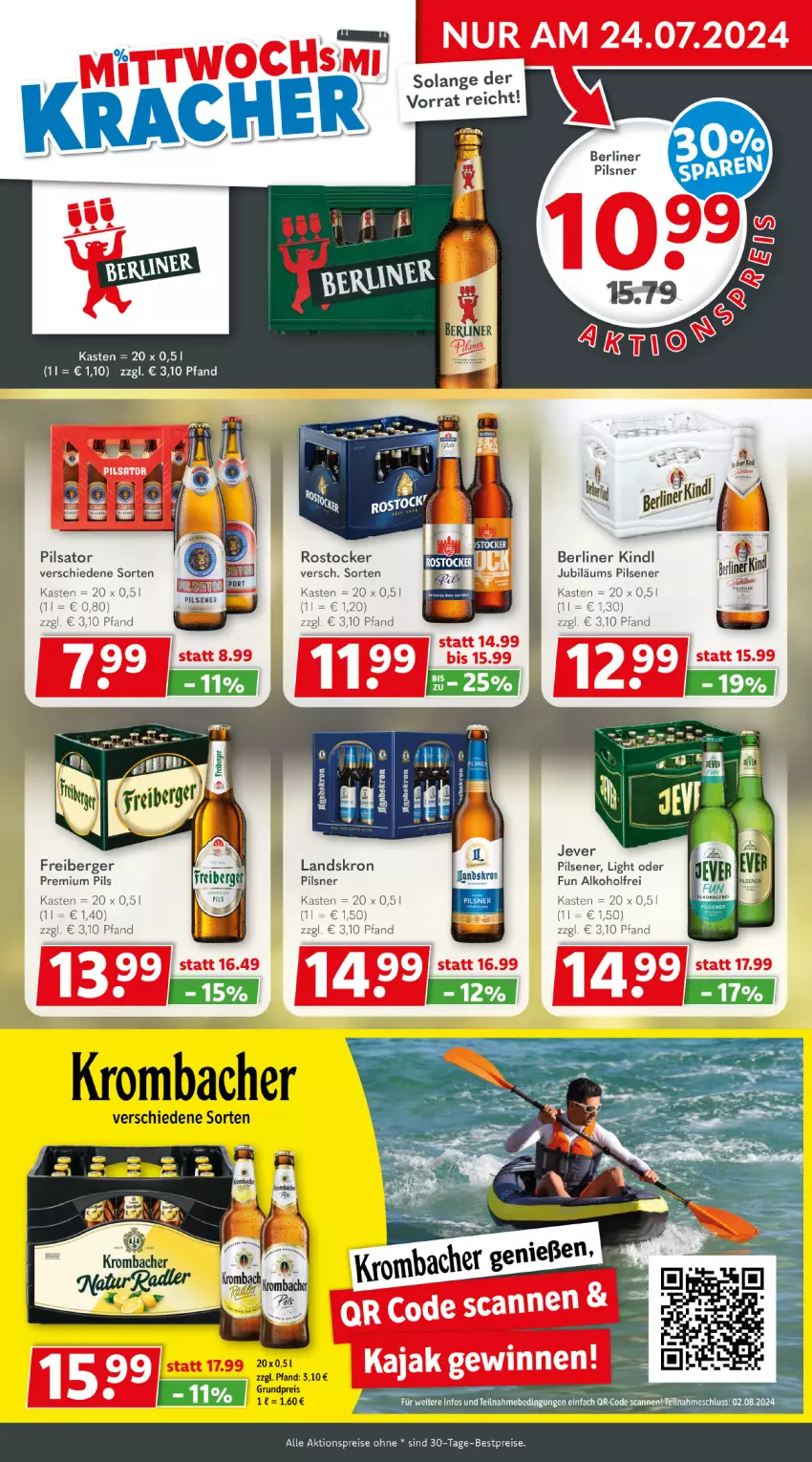 Aktueller Prospekt Getraenkeland - von 22.07 bis 03.08.2024 - strona 2 - produkty: aktionspreis, alkohol, beere, Berger, berliner, berliner kindl, bestpreis, bestpreise, eis, Freiberger, jever, Jubiläums, krombache, krombacher, pils, pilsener, pilsner, premium pils, reis, Rostocker, Ti