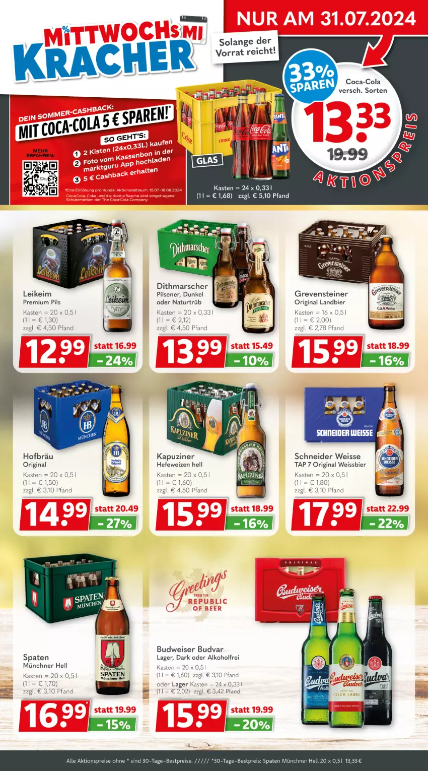 Aktueller Prospekt Getraenkeland - von 22.07 bis 03.08.2024 - strona 3 - produkty: aktionspreis, alkohol, bestpreis, bestpreise, bier, budweiser, eis, gin, Hefe, hefeweizen, mars, natur, pils, pilsener, premium pils, rama, reis, Spaten, steiner, Ti, weissbier