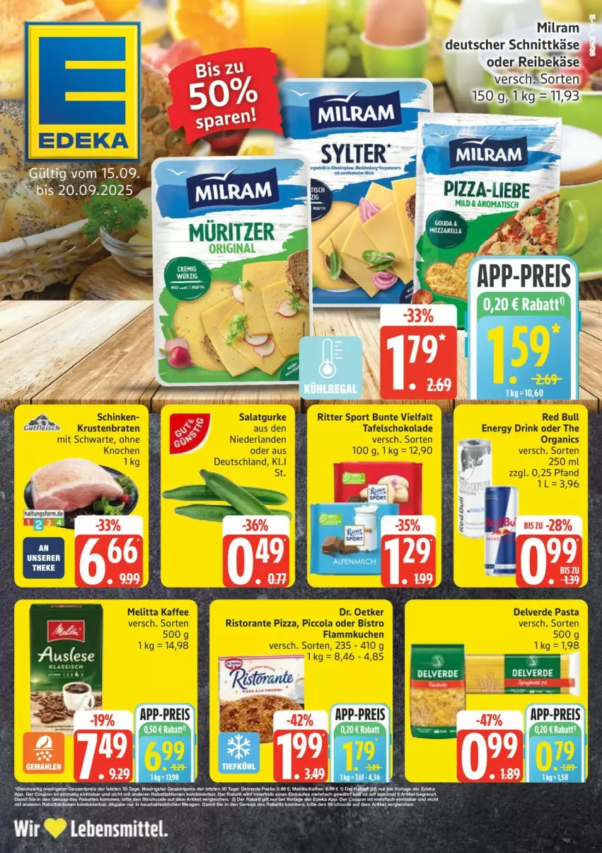 Aktueller Prospekt Edeka - Prospekte - von 15.09 bis 20.09.2025 - strona 1 - produkty: gin, lebensmittel, pizza, Ti, tisch