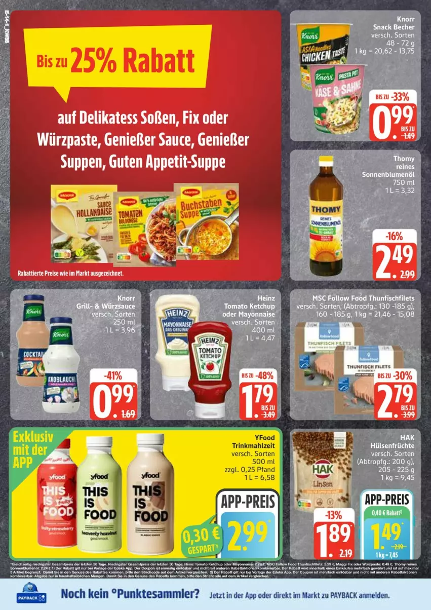 Aktueller Prospekt Edeka - Prospekte - von 15.09 bis 20.09.2025 - strona 14 - produkty: eis, ketchup, payback, reis, suppe, suppen, tesa, Ti