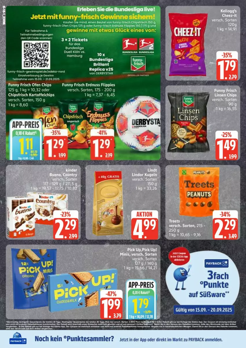 Aktueller Prospekt Edeka - Prospekte - von 15.09 bis 20.09.2025 - strona 16 - produkty: chips, chipsfrisch, elle, erdnuss, flippies, Funny Frisch, kartoffel, kartoffelchips, nuss, payback, tee, tesa, Ti