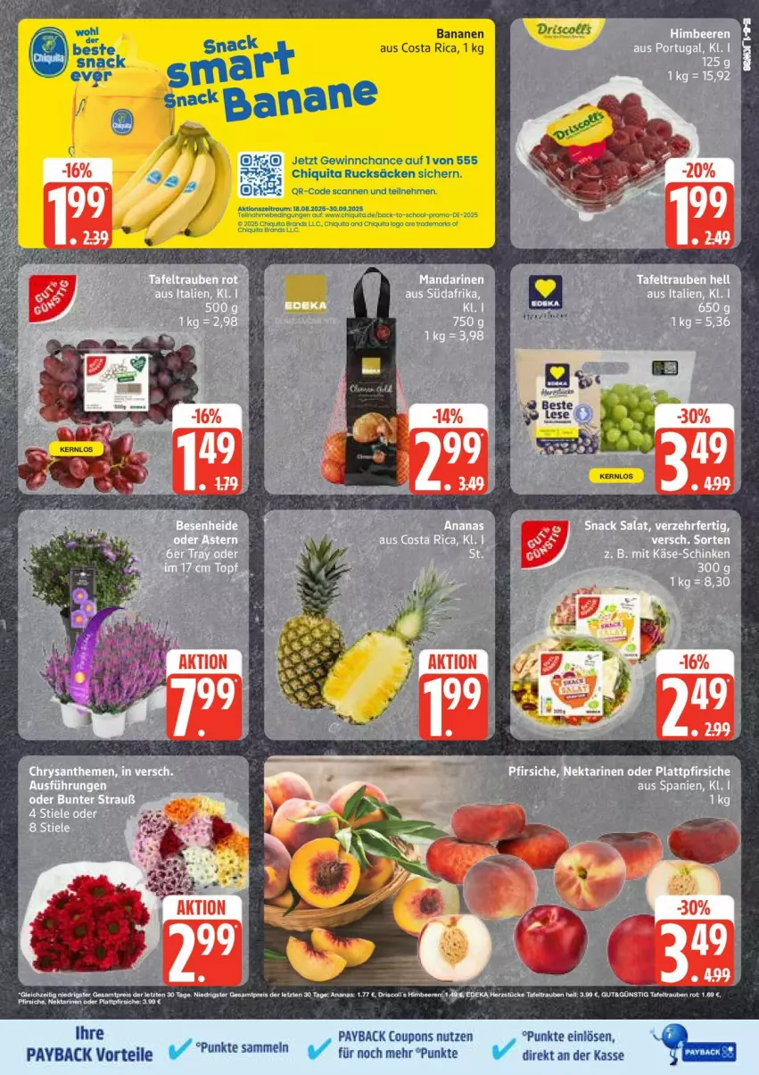 Aktueller Prospekt Edeka - Prospekte - von 15.09 bis 20.09.2025 - strona 5 - produkty: ananas, banane, bananen, beere, beeren, bier, chiquita, coupon, coupons, deka, driscoll's, eis, himbeer, himbeere, himbeeren, payback, reis, tafeltrauben, Ti, trauben, ZTE