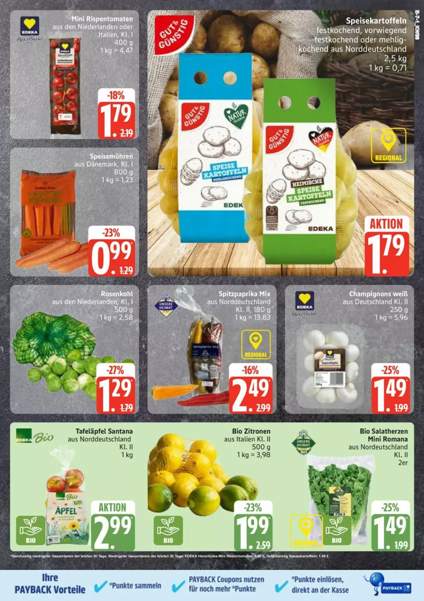 Aktueller Prospekt Edeka - Prospekte - von 15.09 bis 20.09.2025 - strona 7 - produkty: bio, coupon, coupons, eis, kartoffel, kartoffeln, mehl, payback, salat, salatherzen, speisekartoffeln, tafeläpfel, zitrone, zitronen