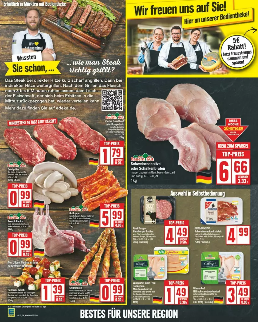 Aktueller Prospekt Edeka - Prospekte - von 20.04 bis 27.04.2024 - strona 4 - produkty: deka, eis, fleisch, grill, reis, saft, schnitten, schnitzel, schwein, schweine, schweineschnitzel, steak, top-preis, wein, weine, wiesenhof