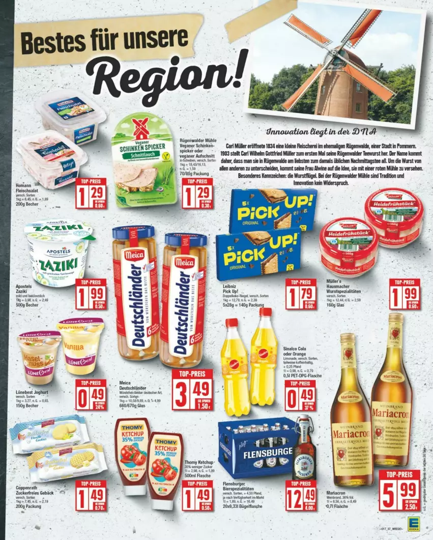 Aktueller Prospekt Edeka - Prospekte - von 20.04 bis 27.04.2024 - strona 7 - produkty: bügel, cola, eis, flasche, leine, Müller, reis, Ria, Schere, schinken, sinalco, Ti, wein, weinbrand