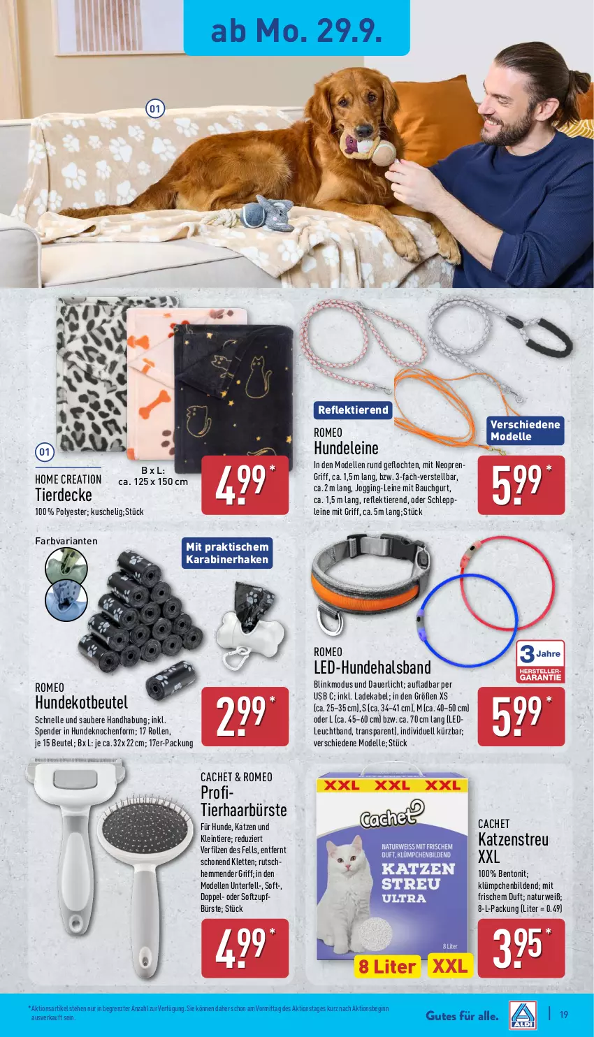Aktueller Prospekt Aldi Nord - Von Montag - von 29.09 bis 04.10.2025 - strona 19 - produkty: auer, Bau, beutel, bürste, decke, deka, dell, elle, erde, gin, Katzenstreu, ladekabel, leine, Mode, natur, Ria, rwe, Ti, Tiere, tisch, usb, ZTE