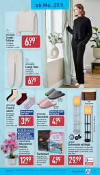 Gazetka promocyjna Aldi Nord - Von Montag - Gazetka - ważna od 04.10 do 04.10.2025 - strona 17 - produkty: Blüte, buch, decksohle, elle, gin, Hausschuhe, Holz, hose, Kunstpflanze, Lampe, Lampenschirm, Leuchte, Liege, natur, orchidee, pflanze, Pullover, regal, Ria, Schal, schuhe, socken, spiegel, stehleuchte, Tasche, taschen, Taschenbuch, Ti, topf, up2fashion, wolle, ZTE