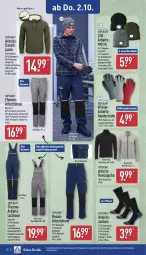 Gazetka promocyjna Aldi Nord - Von Montag - Gazetka - ważna od 04.10 do 04.10.2025 - strona 22 - produkty: Bau, baumwolle, eis, Fleecejacke, gin, handschuhe, hose, Jacke, Latzhose, Mütze, Ria, schuhe, socken, Tasche, taschen, Ti, usb, wolle, ZTE