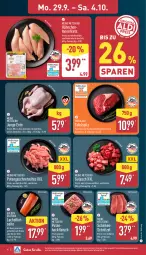 Gazetka promocyjna Aldi Nord - Von Montag - Gazetka - ważna od 04.10 do 04.10.2025 - strona 4 - produkty: bio, braten, brustfilet, eis, ente, filet, filets, fleisch, geschnetzeltes, gewürz, grill, gulasch, hackfleisch, lachs, lachsfilet, lachsfilets, Ofen, pute, Putengeschnetzeltes, rind, schinken, schnitzel, schwein, schwein und rind, tafelspitz, Ti, tisch, vom schwein und rind, wein, Zelt