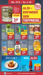 Gazetka promocyjna Aldi Nord - Von Montag - Gazetka - ważna od 04.10 do 04.10.2025 - strona 6 - produkty: aldi, angebot, angebote, beanz, bohne, bohnen, cin, classico, culinesse, eis, elle, flasche, geback, gin, gulasch, heinz, kasseler, LG, Mett, metten, Mettenden, orange, orangen, rama, reis, sauce, schwein, schweine, teller, Ti, tiefpreis, tomate, tomaten, trolli, wein, weine, Weiße Bohnen, zucker