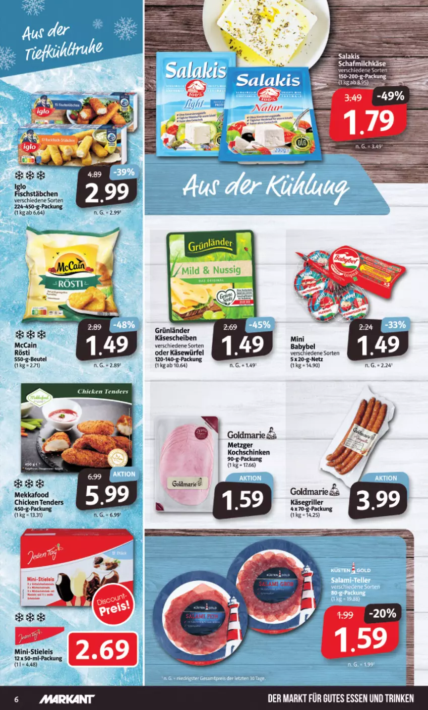 Aktueller Prospekt Markant - Prospekte - von 05.06 bis 10.06.2023 - strona 6 - produkty: eis, enders, fisch, fischstäbchen, goldmarie, grill, grünländer, gutes essen, Käse, käsescheiben, stieleis, tender, Ti, würfel