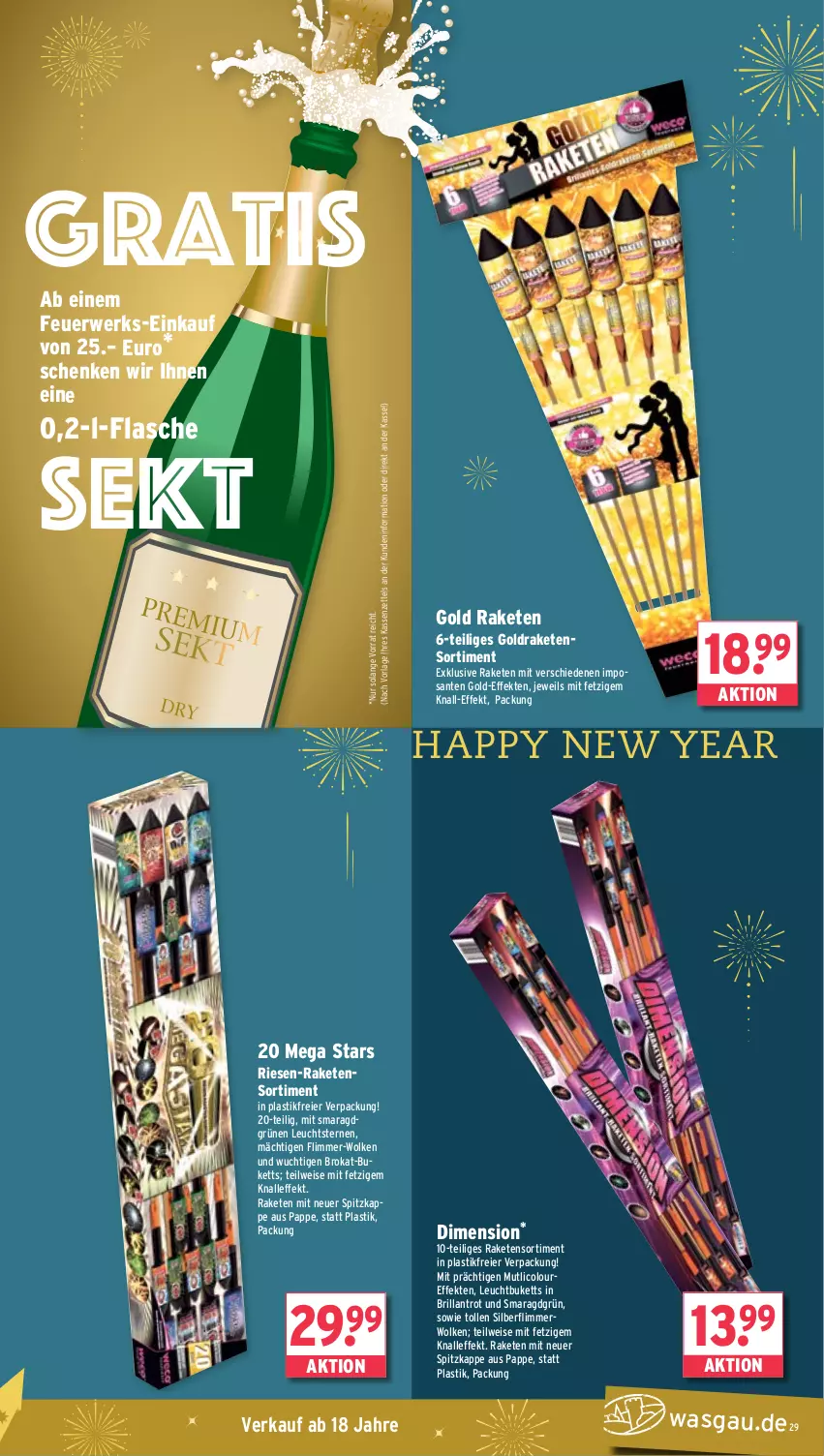 Aktueller Prospekt Wasgau - von 23.12 bis 28.12.2024 - strona 29 - produkty: asti, eier, eis, flasche, Raketen, Raketensortiment, rwe, SANTE, sekt, Ti