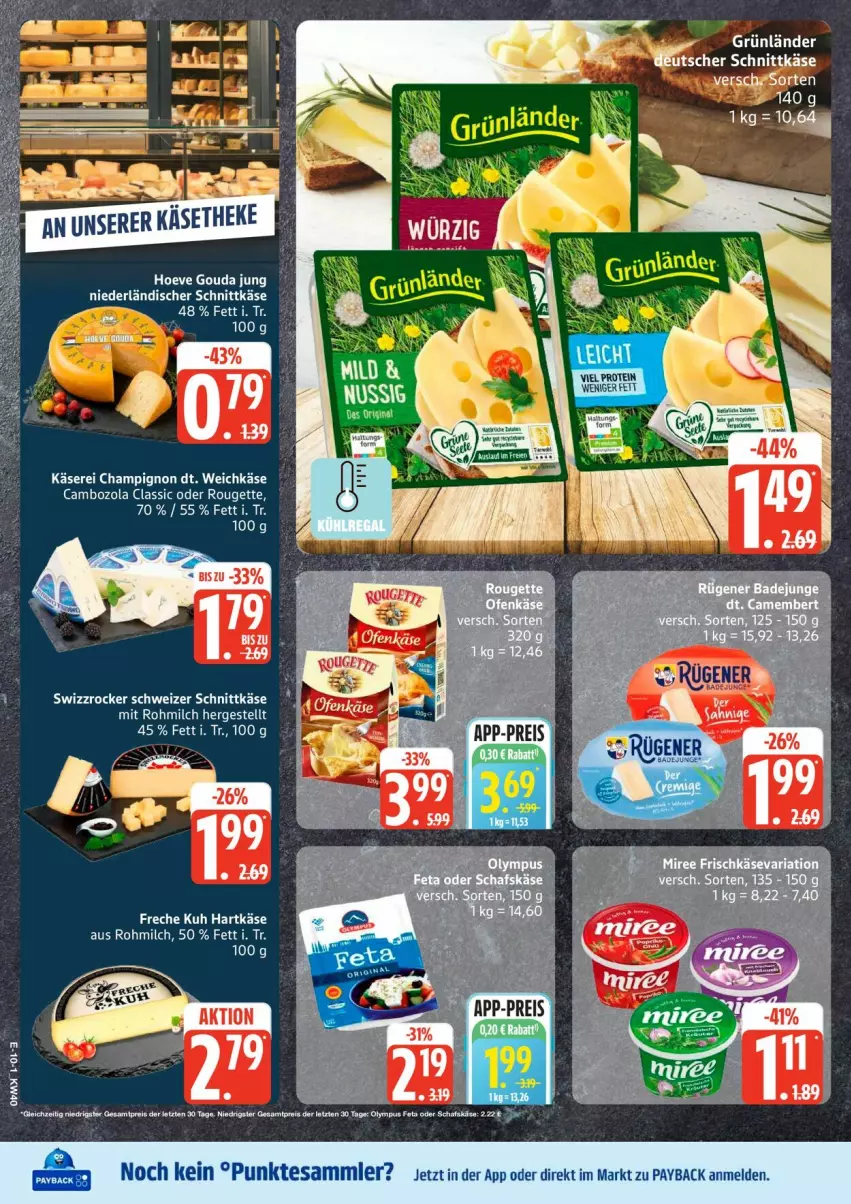 Aktueller Prospekt Edeka - Prospekte - von 28.09 bis 03.10.2026 - strona 13 - produkty: Bad, cambozola, champignon, deo, gouda, gouda jung, Käse, milch, niederländischer schnittkäse, payback, rouge, rougette, schnittkäse, schweizer schnittkäse, Swizzrocker, tesa, weichkäse