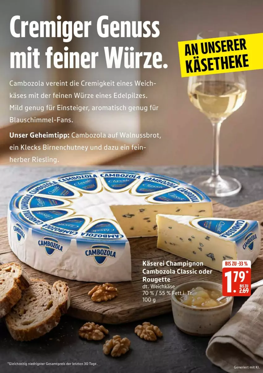 Aktueller Prospekt Edeka - Prospekte - von 28.09 bis 03.10.2026 - strona 14 - produkty: cambozola, champignon, eis, Käse, nuss, reis, rouge, rougette, tee, Ti, weichkäse, ZTE