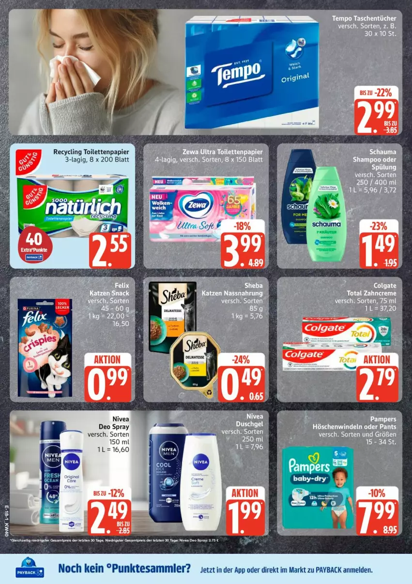 Aktueller Prospekt Edeka - Prospekte - von 28.09 bis 03.10.2026 - strona 23 - produkty: Clin, deo, deo spray, nivea, papier, payback, tesa, toilettenpapier