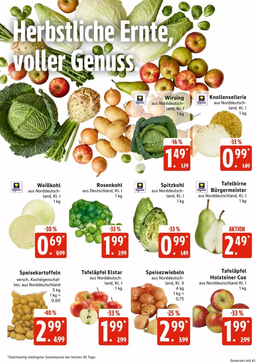 Aktueller Prospekt Edeka - Prospekte - von 28.09 bis 03.10.2026 - strona 6 - produkty: eis, elle, Germ, holsteiner, kartoffel, kartoffeln, Meister, reis, rosen, Rosenkohl, speisekartoffeln, Speisezwiebeln, spitzkohl, steiner, tafeläpfel, Ti, Weißkohl, Wirsing, ZTE, zwiebel, zwiebeln