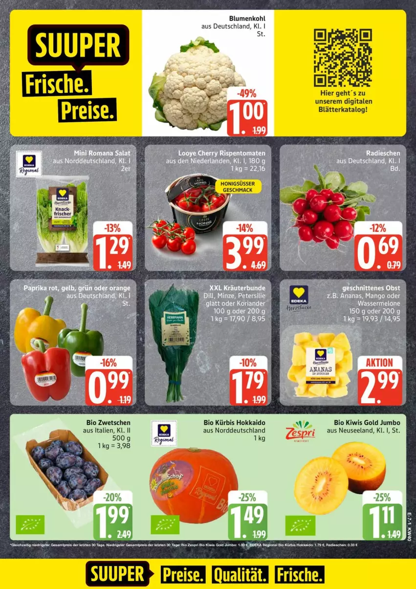 Aktueller Prospekt Edeka - Prospekte - von 28.09 bis 03.10.2026 - strona 8 - produkty: ananas, bio, blume, blumen, blumenkohl, eier, eis, Elan, honig, jumbo, kiwi, Kürbis, mac, reis, tee, Ti, ZTE