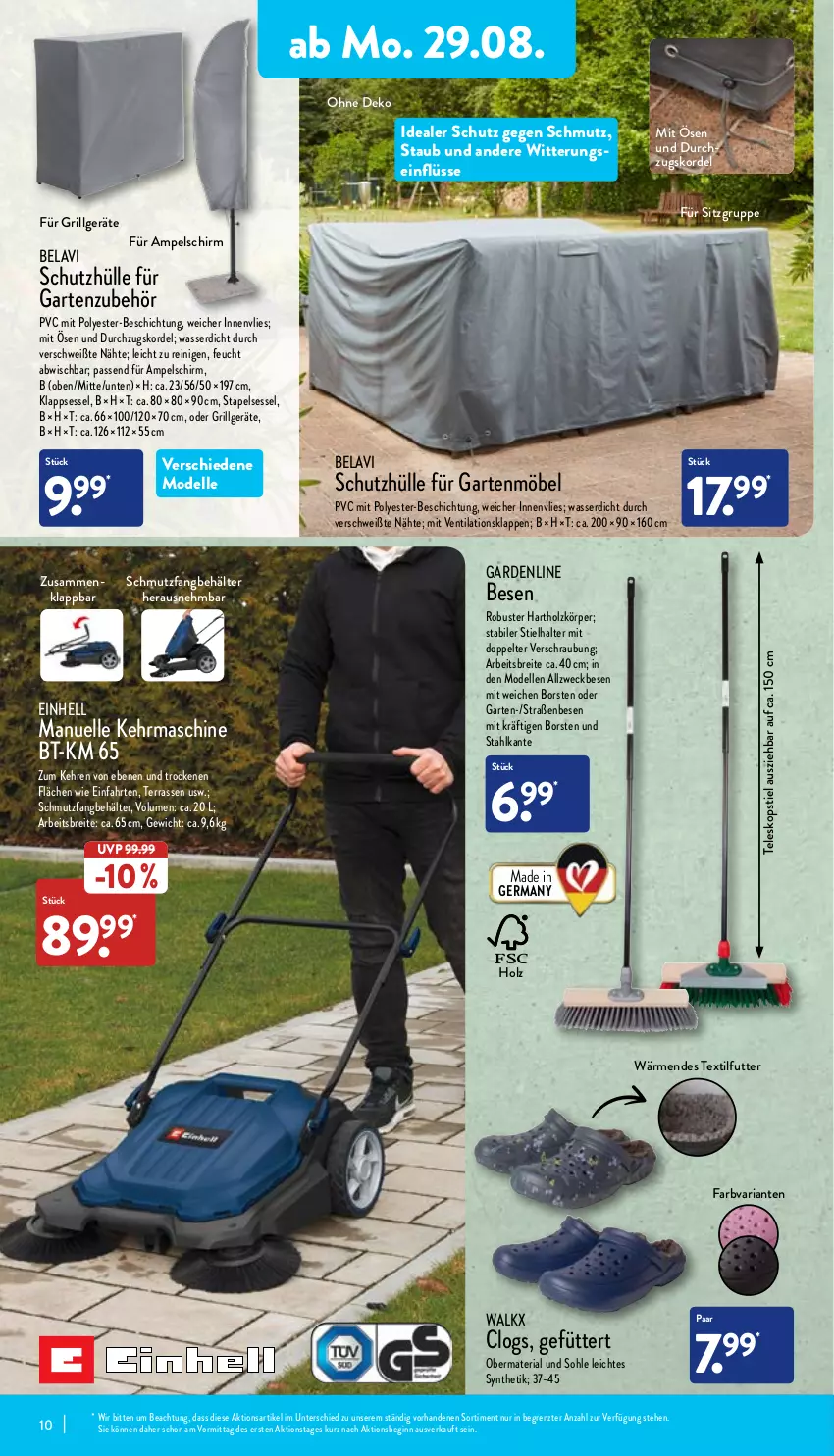 Aktueller Prospekt Aldi Nord - Aldi-Aktuell - von 29.08 bis 03.09.2022 - strona 10 - produkty: ampelschirm, Behälter, Brei, Clogs, dell, einhell, elle, Garten, gartenmöbel, Germ, gin, grill, Holz, klappsessel, LG, möbel, Mode, Ria, schutzhülle, sessel, stapelsessel, Teleskop, teleskopstiel, Ti, walkx, wasser, weck, ZTE