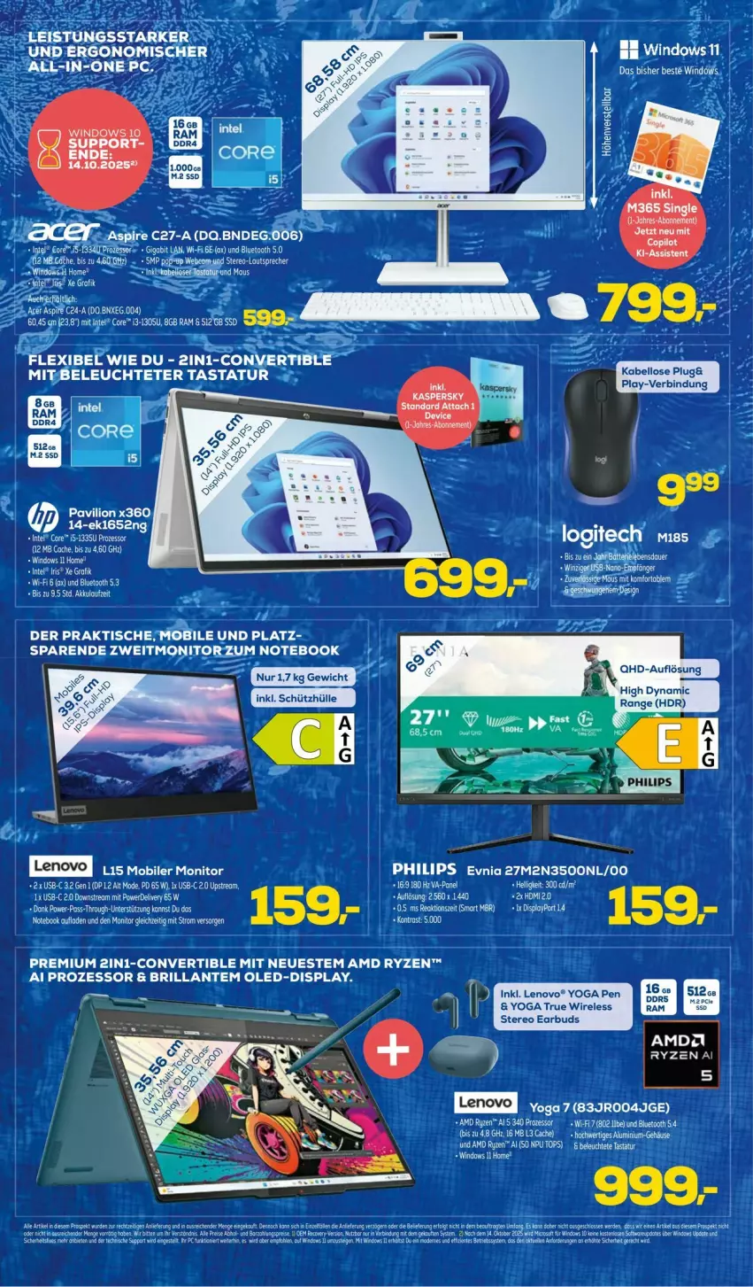 Aktueller Prospekt Euronics - Prospekte - von 04.06 bis 15.06.2025 - strona 4 - produkty: eier, eis, Intel, lenovo, Leuchte, lion, logitech, Mode, monitor, notebook, Philips, rel, ryzen, ssd, Tastatur, tee, Ti, tisch, usb, Yo