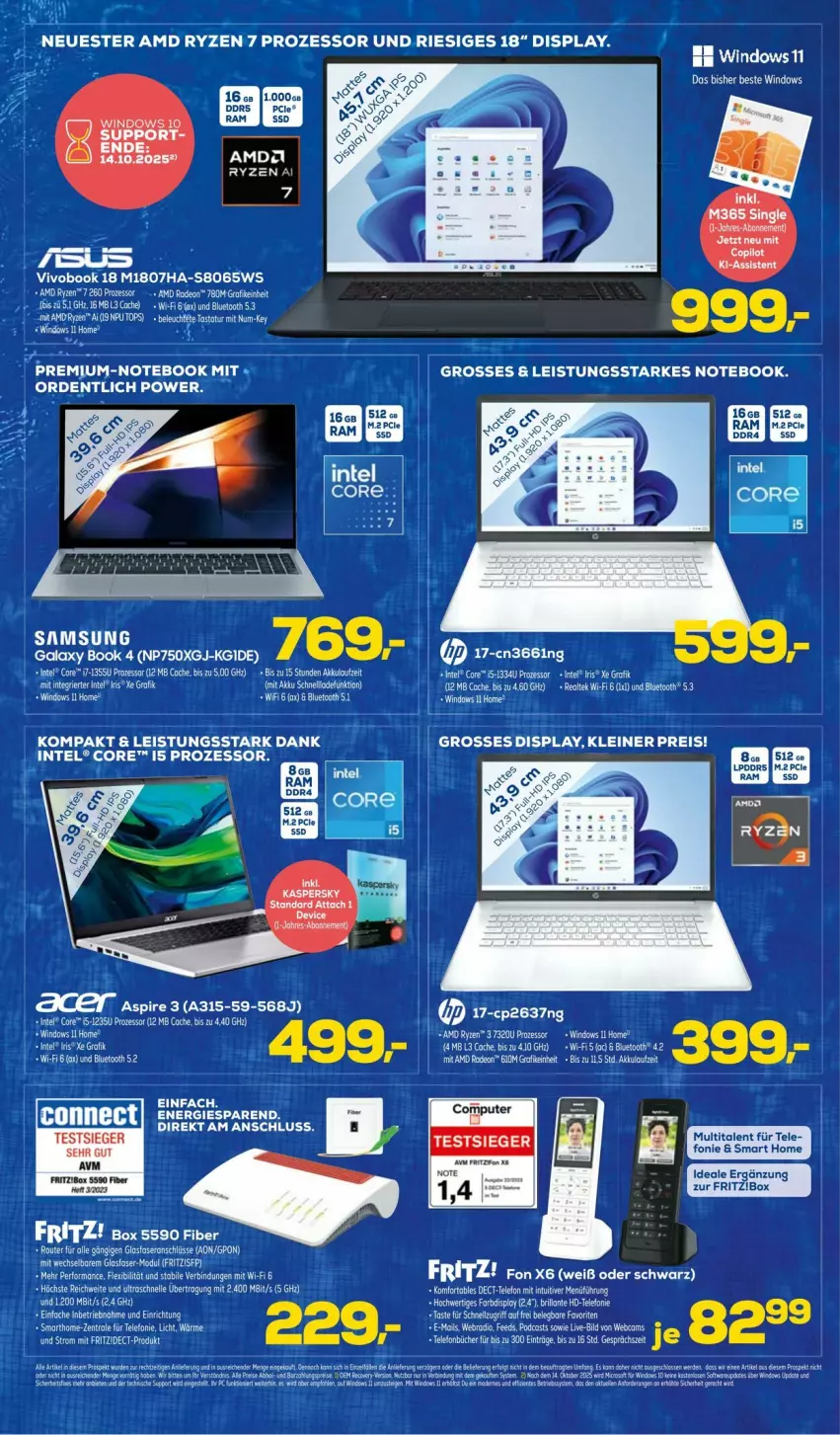 Aktueller Prospekt Euronics - Prospekte - von 04.06 bis 15.06.2025 - strona 5 - produkty: akku, asti, bett, deo, eier, eis, elle, fritz, leine, notebook, Radio, reis, ryzen, Tastatur, tee, telefon, Ti, VivoBook