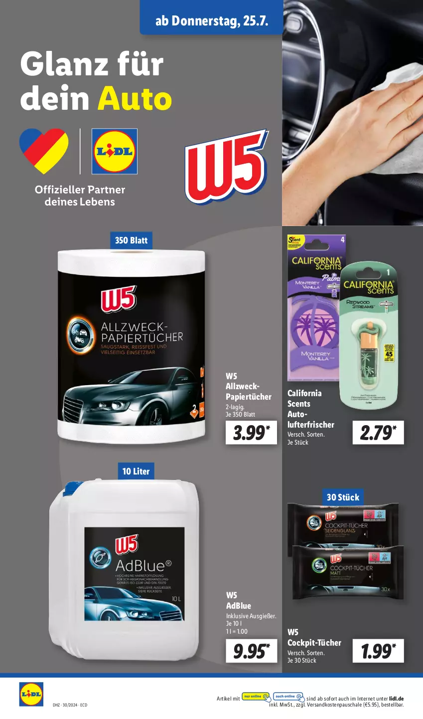 Aktueller Prospekt Lidl - Aktionsprospekt - von 22.07 bis 27.07.2024 - strona 16 - produkty: adblue, auto, lufterfrischer, ndk, papier, Schal, Schale, Ti, tücher, weck