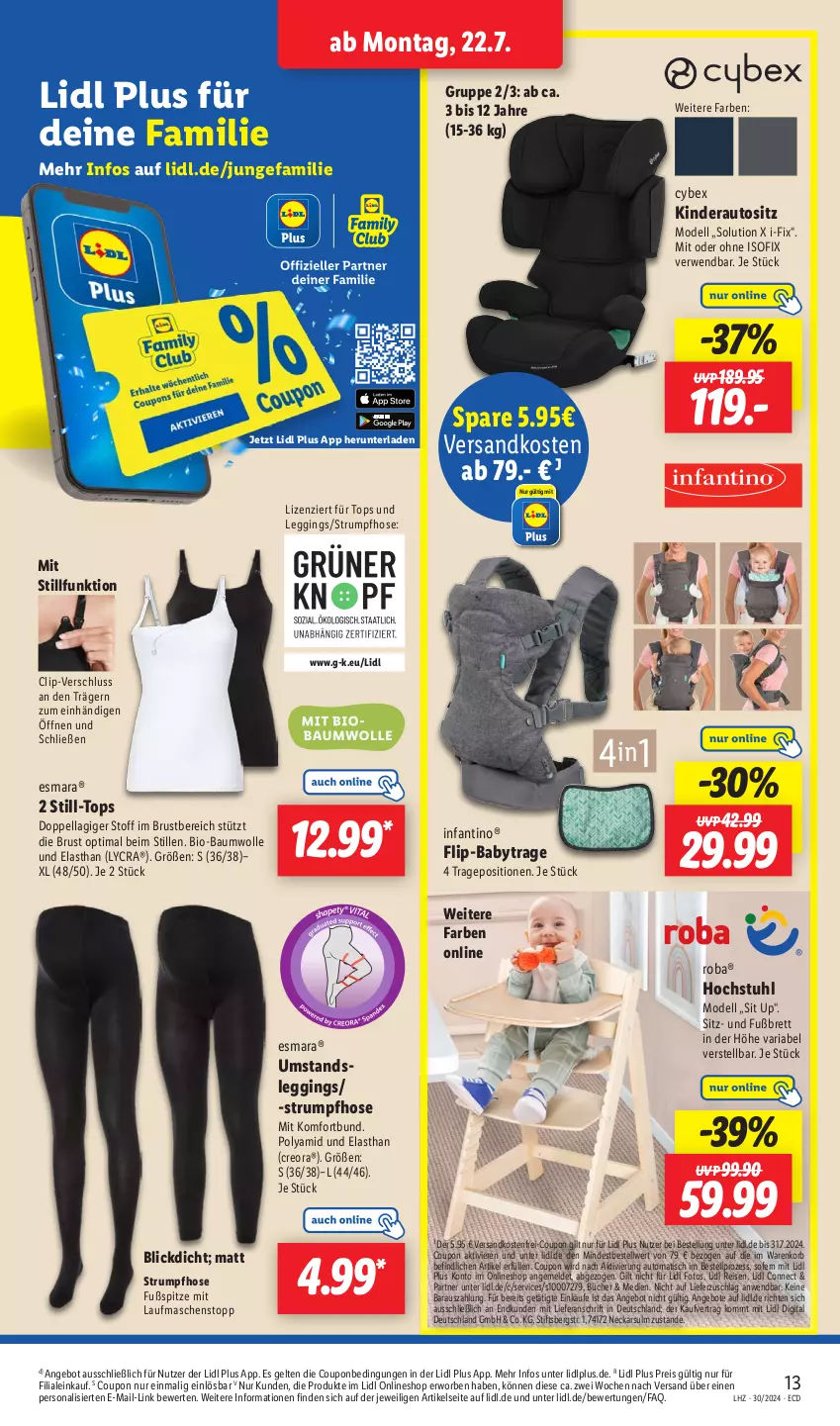 Aktueller Prospekt Lidl - Aktionsprospekt - von 22.07 bis 27.07.2024 - strona 21 - produkty: angebot, angebote, auto, Bau, baumwolle, bio, bio-baumwolle, coupon, dell, eis, esmara, gin, hose, Kinder, Kinderautositz, korb, leggings, Mode, ndk, Persona, reis, Ria, roba, rum, rwe, Strumpfhose, stuhl, Ti, tisch, versandkostenfrei, wolle