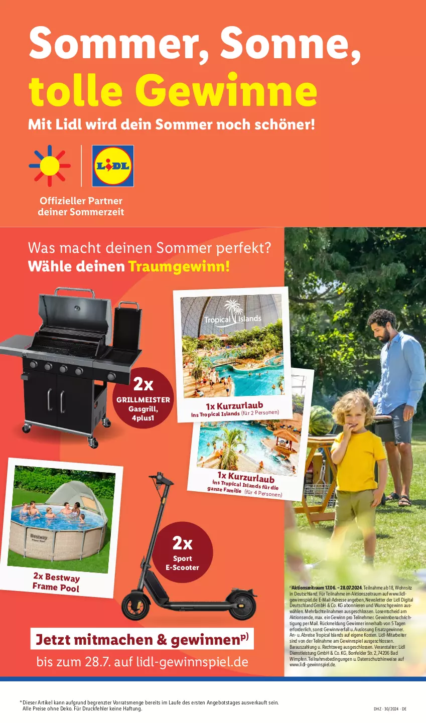 Aktueller Prospekt Lidl - Aktionsprospekt - von 22.07 bis 27.07.2024 - strona 57 - produkty: angebot, Bad, bestway, Brei, eis, gasgrill, gewinnspiel, grill, LG, mac, Meister, pool, reis, scooter, Sport, Ti, ZTE