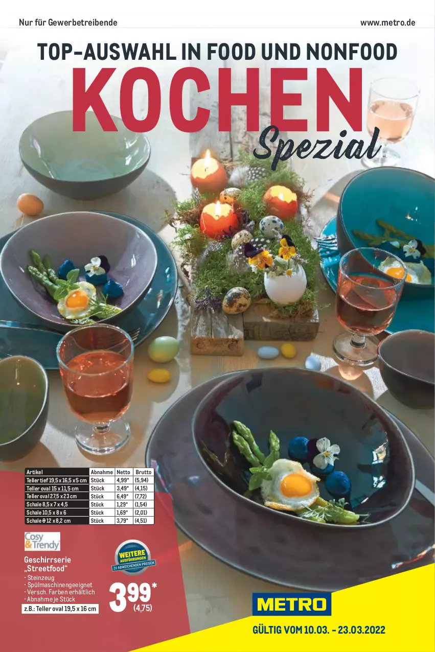 Aktueller Prospekt Metro - Kochen Spezial - von 10.03 bis 23.03.2022 - strona 1 - produkty: brut, elle, geschirr, Geschirrserie, Metro, Schal, Schale, Spezi, spülmaschinen, teller, Ti