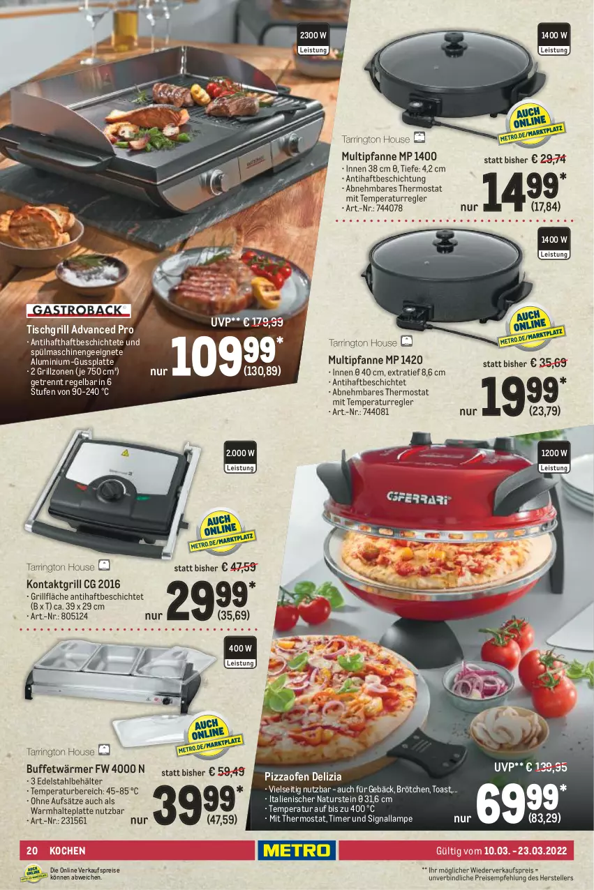 Aktueller Prospekt Metro - Kochen Spezial - von 10.03 bis 23.03.2022 - strona 20 - produkty: Behälter, brötchen, edelstahl, eis, elle, grill, grillfläche, kontaktgrill, Lampe, latte, natur, naturstein, Ofen, pfanne, pizza, Pizzaofen, reis, Signal, spülmaschinen, teller, thermostat, Ti, timer, tisch, tischgrill, toast