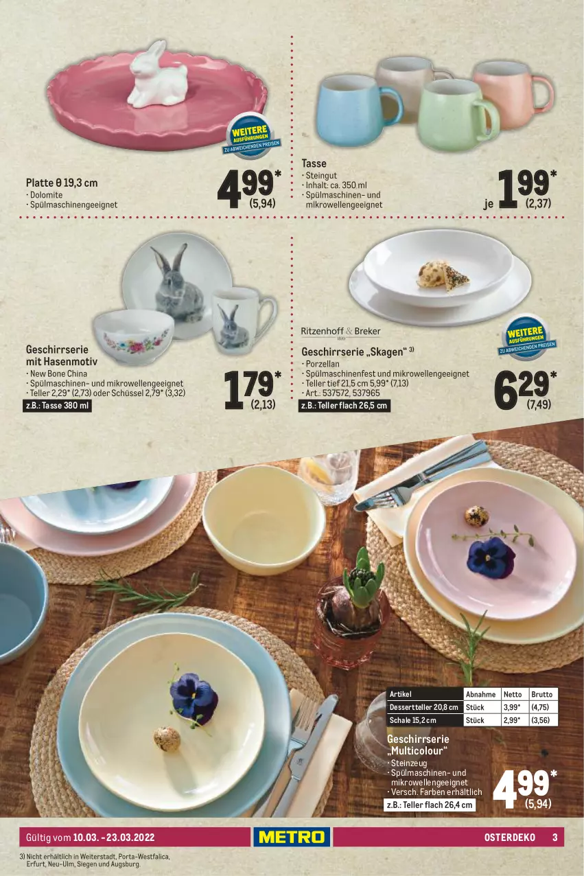 Aktueller Prospekt Metro - Kochen Spezial - von 10.03 bis 23.03.2022 - strona 3 - produkty: brut, dessert, Dessertteller, elle, erde, geschirr, Geschirrserie, latte, mikrowelle, Schal, Schale, schüssel, spülmaschinen, tasse, teller, Ti