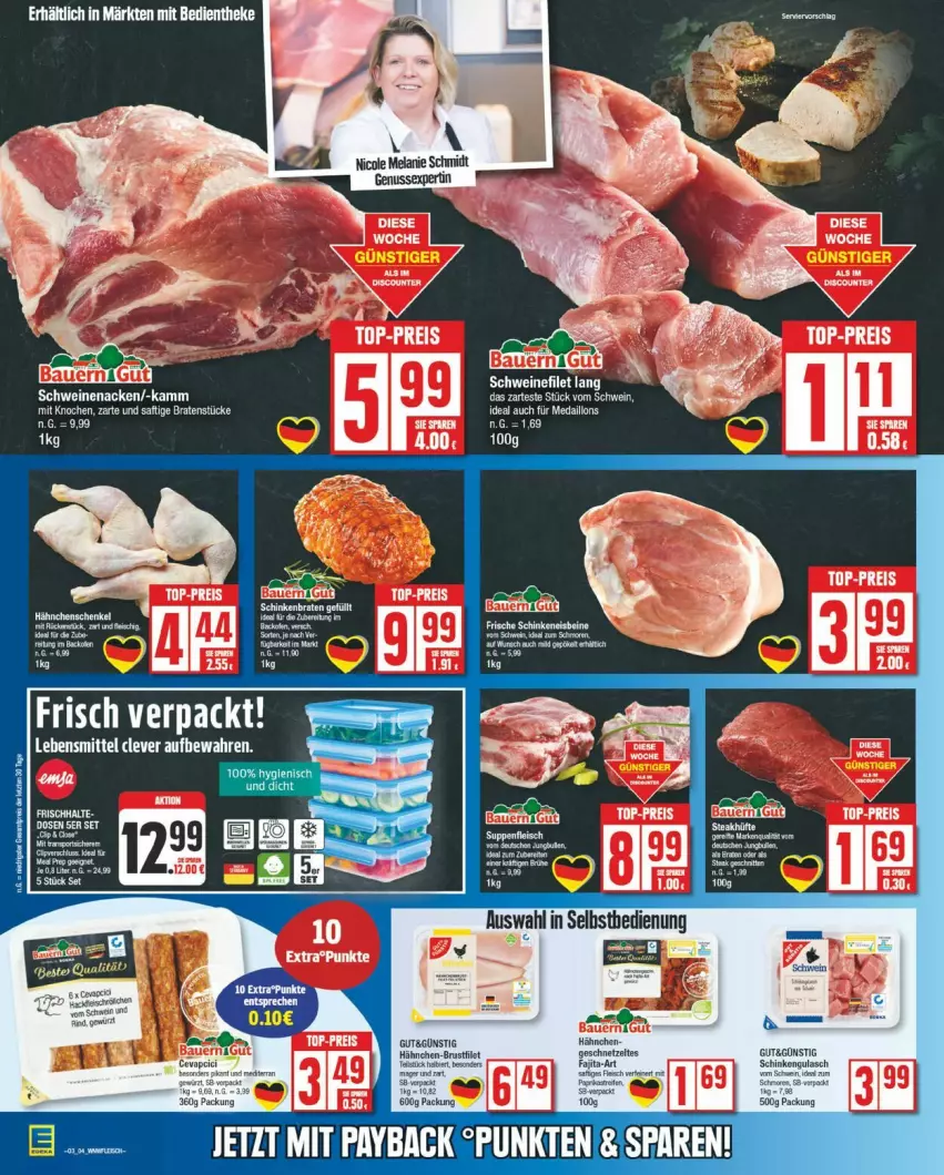 Aktueller Prospekt Edeka - Prospekte - von 13.01 bis 18.01.2025 - strona 8 - produkty: auer, Bau, Bauer, braten, eis, geschnetzeltes, medaillons, payback, reis, saft, schinken, schwein, Ti, top-preis, wein, Zelt