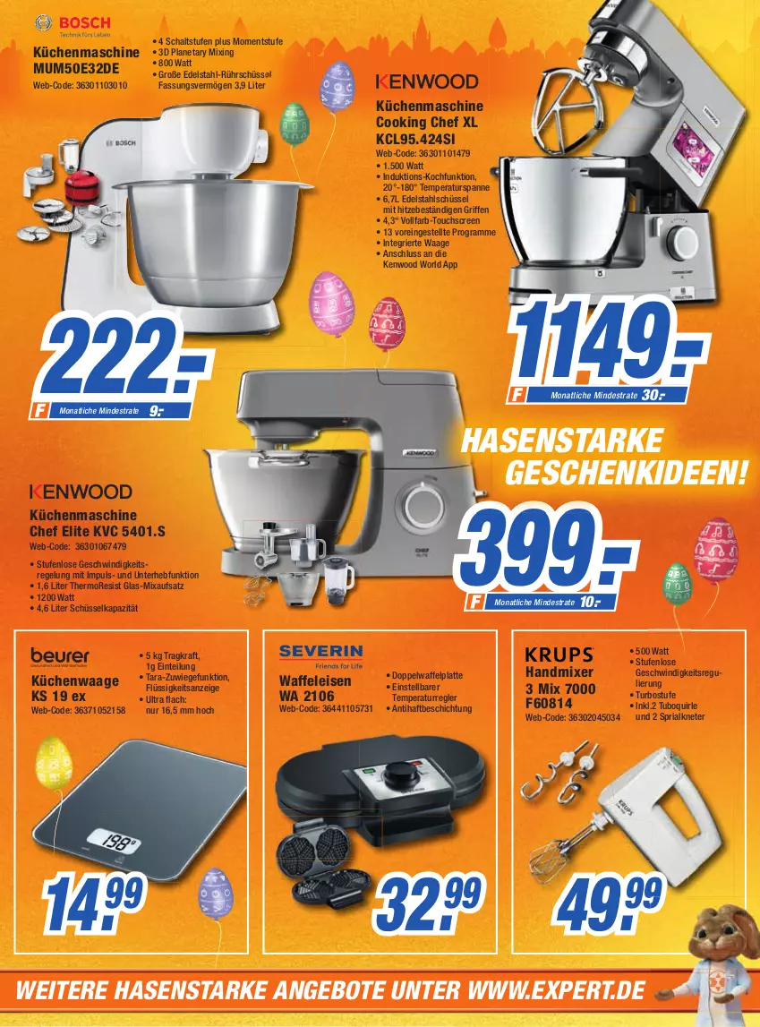 Aktueller Prospekt Expert Aalen - Prospekte - von 06.04 bis 12.04.2022 - strona 17 - produkty: angebot, angebote, edelstahl, eis, gefu, handmixer, kraft, küche, Küchen, küchenmaschine, Küchenwaage, latte, Mixa, Mixer, Ria, Rührschüssel, Schal, schüssel, Ti, touchscreen, Waage, Waffeleisen