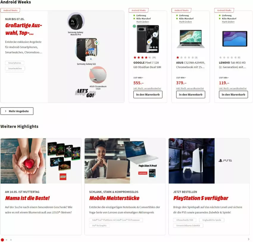 Aktueller Prospekt Media Markt - Prospekte - von 24.04 bis 07.05.2023 - strona 3 - produkty: aktionspreis, angebot, angebote, asus, blume, blumen, Blumenstrauß, decke, Dual SIM, eis, elle, korb, lays, LEGO®, lenovo, mam, mars, Meister, ndk, notebook, notebooks, PlayStation, reis, ring, Samsung, samsung galaxy, samsung galaxy watch, sim, smartphone, smartphones, smartwatch, Spiele, Ti, versandkostenfrei, Yo