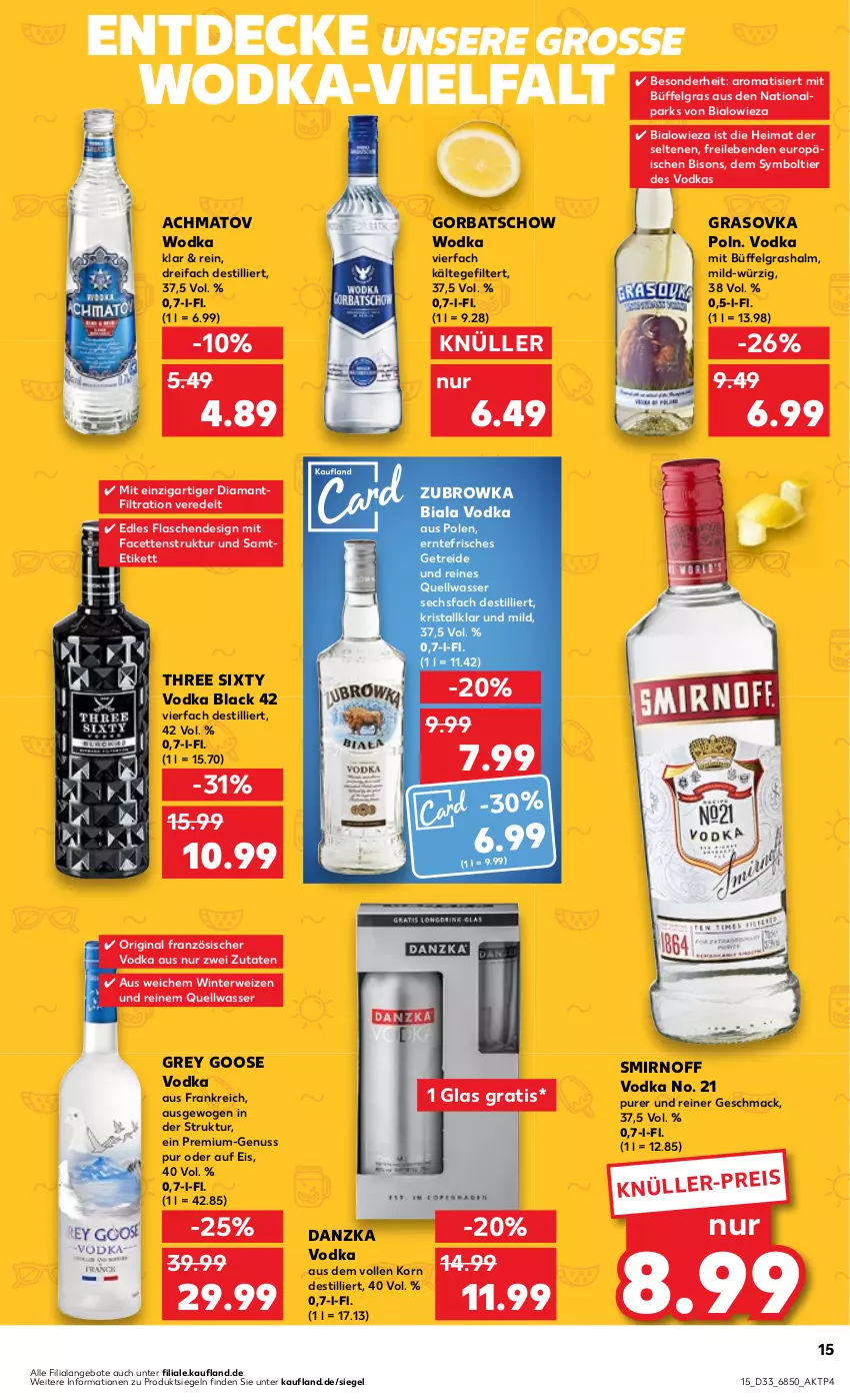 Aktueller Prospekt Kaufland - Prospekt - von 17.08 bis 23.08.2023 - strona 15 - produkty: angebot, angebote, decke, eis, flasche, gin, Gorbatschow, gorbatschow wodka, korn, lack, LG, mac, nuss, rwe, smirnoff, Three Sixty, Ti, vodka, wasser, wodka