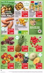 Gazetka promocyjna Kaufland - Prospekt - Gazetka - ważna od 23.08 do 23.08.2023 - strona 20 - produkty: ananas, angebot, Bau, beere, beeren, bio, bioland, eis, Frühkartoffeln, gin, himbeer, himbeere, himbeeren, kartoffel, kartoffeln, leine, melone, Nektar, nektarinen, nektarinen oder, obst, oder pfirsiche, pfirsich, pfirsiche, sac, Schal, Schale, speisekartoffeln, Süßkartoffeln, tafeltrauben, Ti, tisch, trauben, trolli, ZTE