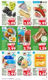 Gazetka promocyjna Kaufland - Prospekt - Gazetka - ważna od 23.08 do 23.08.2023 - strona 45 - produkty: angebot, angebote, auer, Becher, Berger, Bergkäse, bio, bonbel, brot, butter, butterkäse, cordon bleu, dell, eis, elle, emmentaler, frikadellen, geback, gewürz, Heu, heumilch, hinterschinken, Käse, knoblauch, krakauer, Krustenbrot, leberkäs, leberkäse, leberwurst, milch, natur, Ofen, pfeffer, reis, ring, schinken, schnittkäse, schwein, spitzenqualität, tafeltrauben, Ti, trauben, trolli, wein, wurst