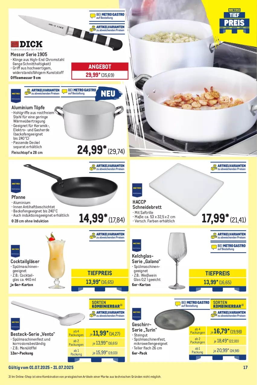 Aktueller Prospekt Metro - Monats-Menü - von 01.07 bis 31.07.2025 - strona 17 - produkty: ACC, angebot, backofen, besteck, cocktail, decke, Deckel, eis, Elektro, elle, erde, fleisch, Fleischtopf, geschirr, Geschirrserie, Gläser, LG, Löffel, messer, mikrowelle, Ofen, office, pfanne, reis, ring, saft, schneidebrett, spülmaschinen, teller, Ti, tiefpreis, topf, wein, Weißwein