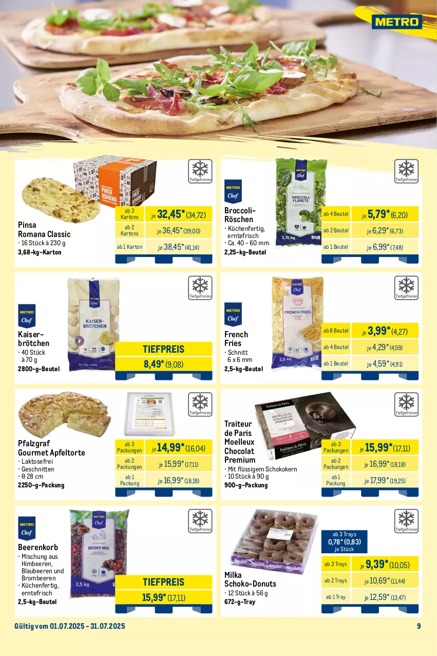 Aktueller Prospekt Metro - Monats-Menü - von 01.07 bis 31.07.2025 - strona 9 - produkty: apfel, beere, beeren, beutel, Blaubeer, blaubeere, broccoli, brombeere, brombeeren, brötchen, cola, Donut, donuts, eis, elle, himbeer, himbeere, himbeeren, Kaiser, korb, küche, Küchen, LG, milka, reis, schnitten, schoko, Ti, tiefpreis, torte