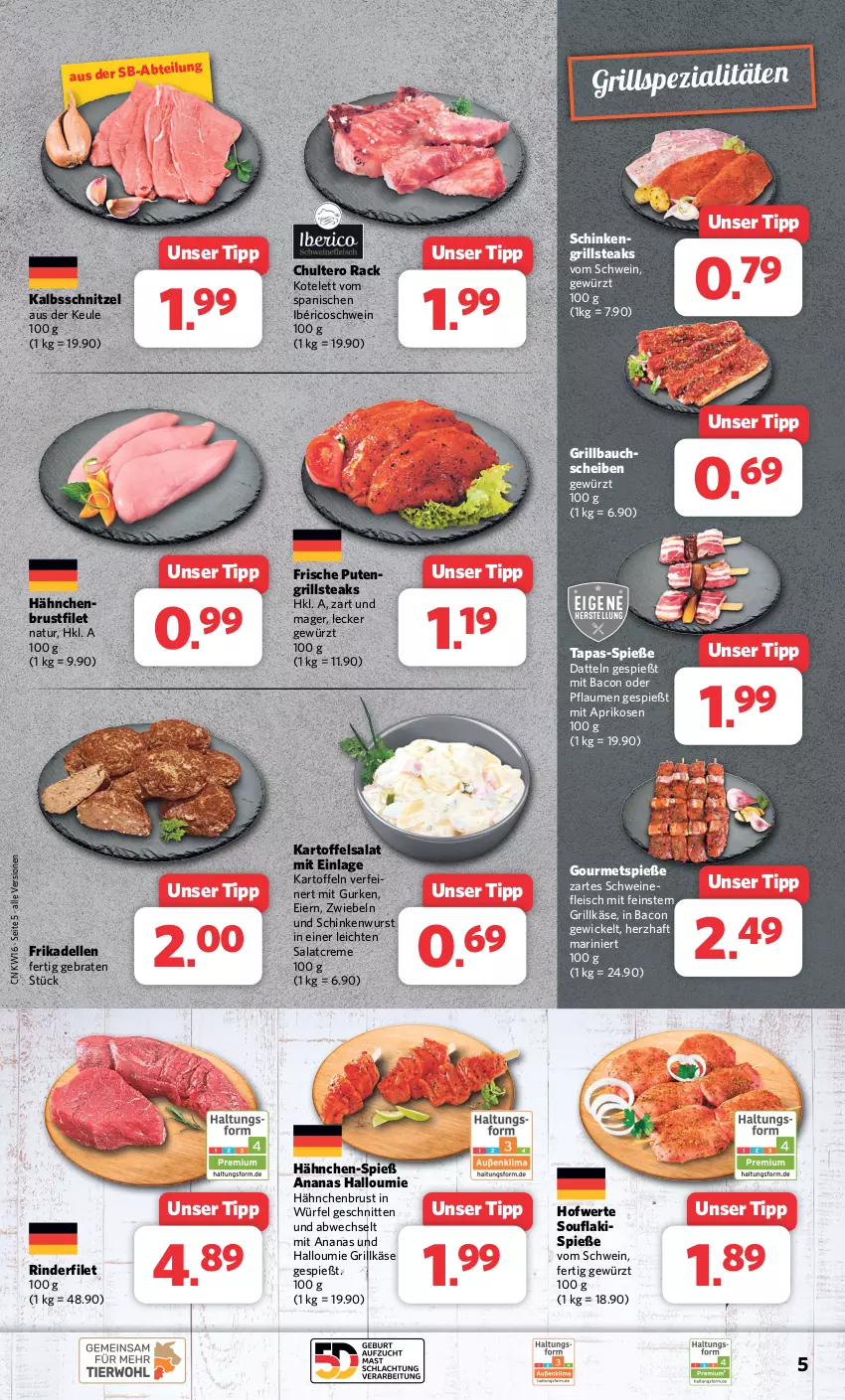 Aktueller Prospekt Combi - Prospekte - von 15.04 bis 20.04.2024 - strona 5 - produkty: ananas, aprikose, aprikosen, bacon, Bau, bauchscheiben, braten, brustfilet, creme, Datteln, dell, eier, eis, elle, filet, fleisch, frikadellen, gewürz, grill, Grillbauch, Grillkäse, gurke, gurken, hähnchenbrust, hähnchenbrustfilet, Halloumi, kalbsschnitzel, kartoffel, kartoffeln, Käse, kotelett, natur, pflaume, pflaumen, pute, rind, rinder, rinderfilet, salat, salatcreme, schinken, schinkenwurst, schnitten, schnitzel, schwein, schweine, schweinefleisch, Spezi, steak, steaks, Tapas, Ti, wein, weine, WICK, würfel, wurst, zwiebel, zwiebeln