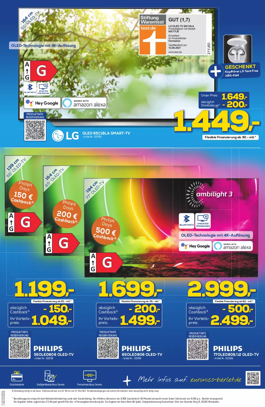 Aktueller Prospekt Berlet - Achtung!  - von 21.05 bis 27.05.2022 - strona 3 - produkty: angebot, Bad, Bank, eis, elle, gutschein, kopfhörer, LG, Oled-TV, Philips, reis, ring, Ti, vorteilspreis