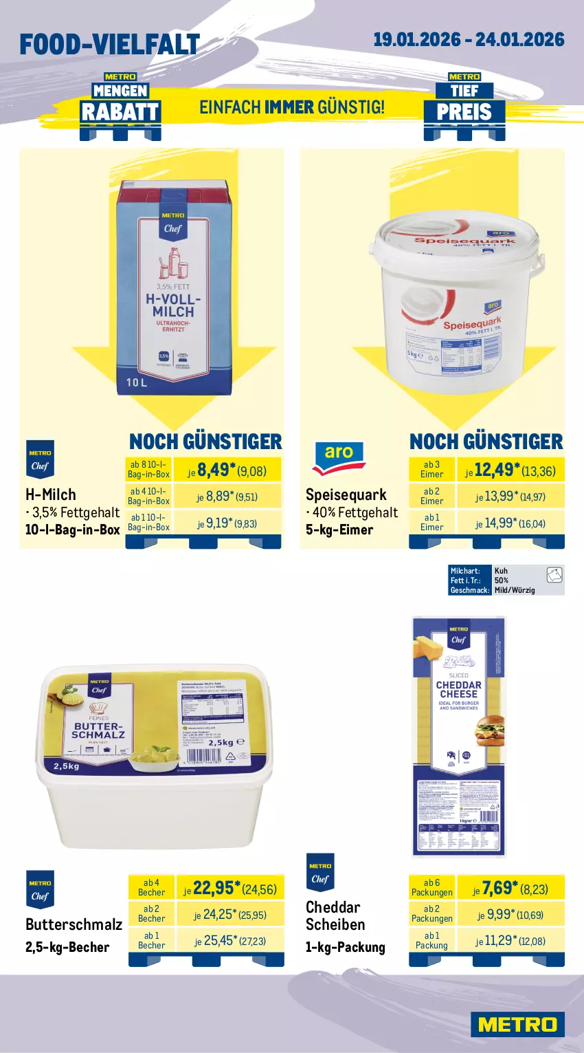 Aktueller Prospekt Metro - Wochen-Angebote Gastro - von 19.01 bis 24.01.2026 - strona 11 - produkty: bag-in-box, Becher, butter, Butterschmalz, cheddar, eimer, eis, fleisch, kräuter, Kräuterseitlinge, mac, malz, milch, nuss, quark, reis, Schmalz, speisequark, Ti, tiefpreis