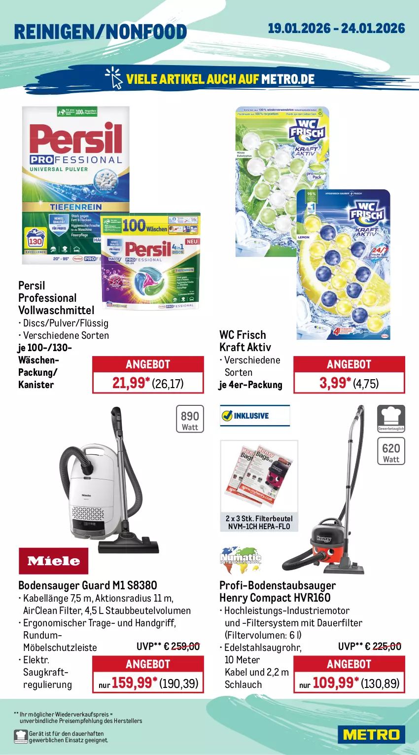 Aktueller Prospekt Metro - Wochen-Angebote Gastro - von 19.01 bis 24.01.2026 - strona 18 - produkty: angebot, auer, aust, auto, backofen, beutel, bodensauger, bodenstaubsauger, Cap, cin, edelstahl, eis, elle, grill, kaffee, kaffeevollautomat, kraft, küche, Küchen, küchenmaschine, Metro, metro gastro, möbel, Ofen, persil, reis, rwe, schlauch, Schneebesen, schüssel, staubbeutel, staubsauger, tasse, teller, Ti, vollwaschmittel, waschmittel, wasser, wassertank, wc frisch, WC Frisch Kraft Aktiv, werkzeug, werkzeuge