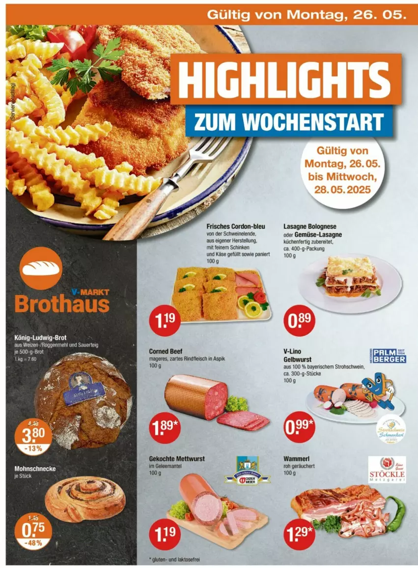 Aktueller Prospekt Vmarkt - Prospekte - von 22.05 bis 28.05.2025 - strona 22 - produkty: auer, bolognese, brot, eis, fleisch, Käse, küche, Küchen, lasagne, mehl, merl, Mett, mettwurst, rind, rindfleisch, schinken, schwein, schweine, Ti, wein, weine, wurst