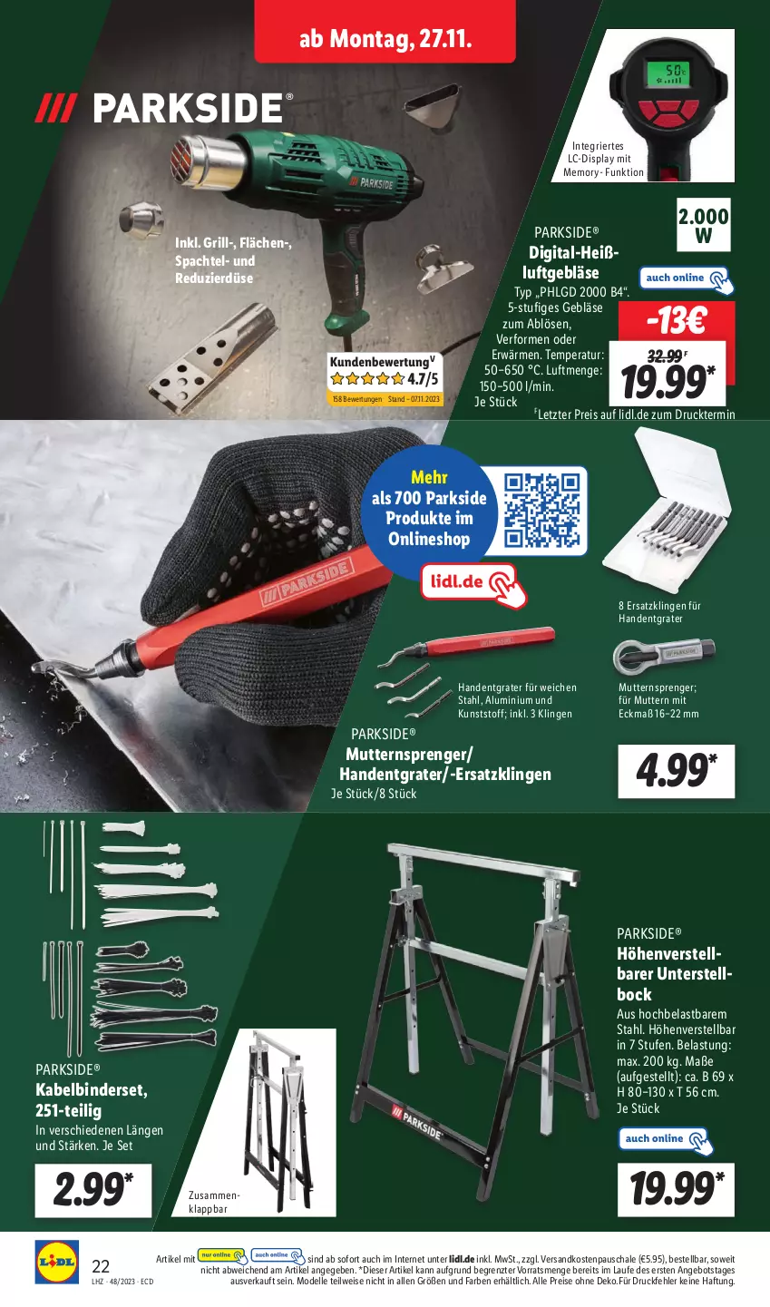 Aktueller Prospekt Lidl - Aktionsprospekt - von 27.11 bis 02.12.2023 - strona 30 - produkty: angebot, dell, eis, elle, grill, Kabelbinderset, LG, Mode, ndk, Parkside, reis, Schal, Schale, spachtel, Ti, ZTE